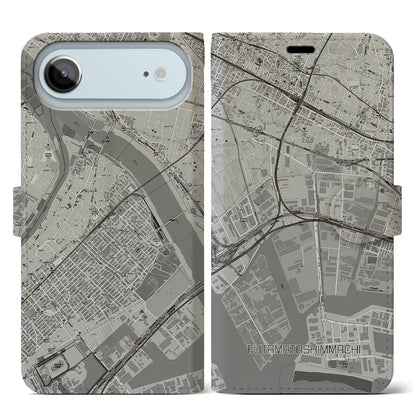 【二俣新町（千葉県）】地図柄iPhoneケース（手帳タイプ）