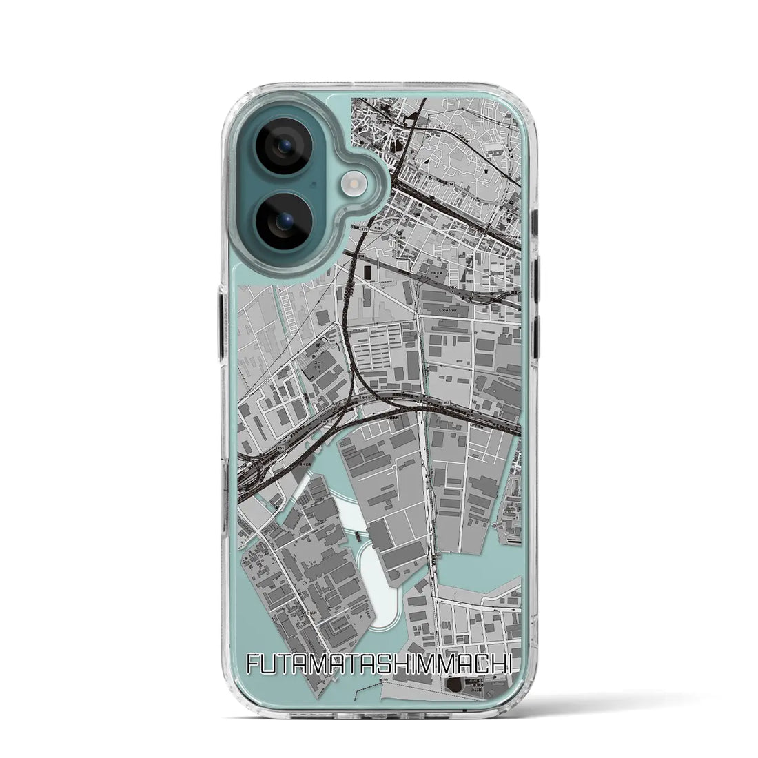 【二俣新町（千葉県）】地図柄iPhoneケース（MagSafeタイプ）モノトーン・iPhone 16 Pro 用