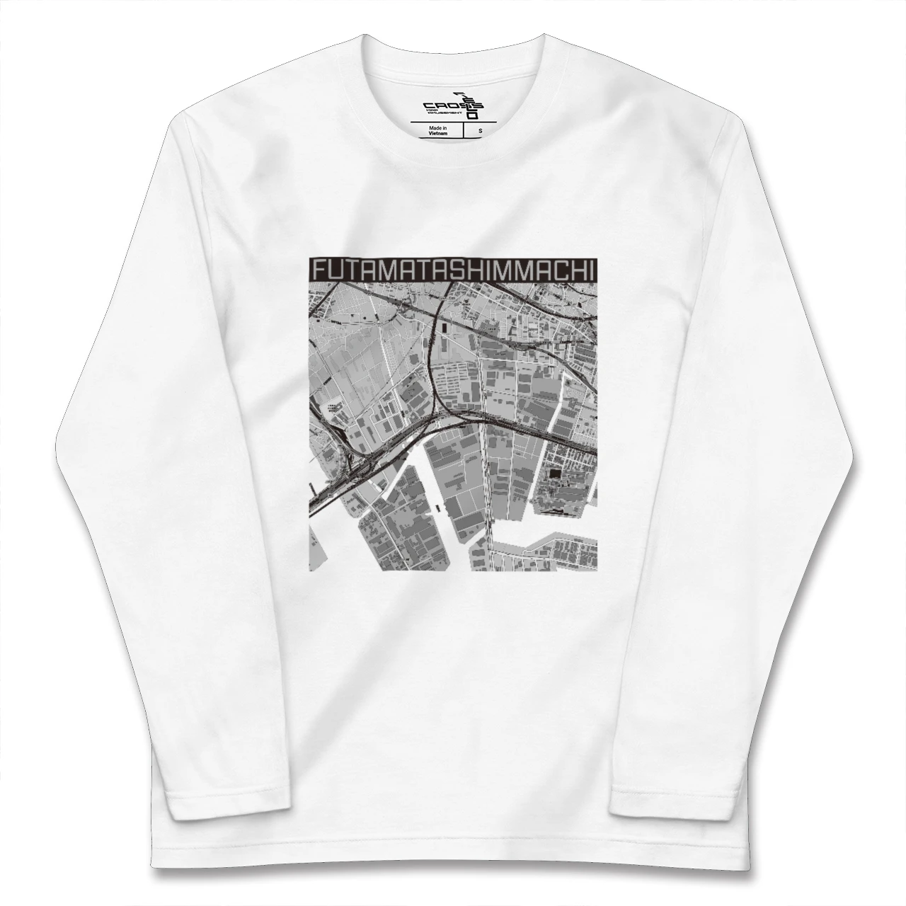 【二俣新町（千葉県）】地図柄ロングスリーブTシャツ