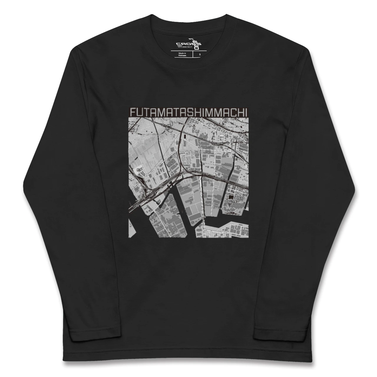 【二俣新町（千葉県）】地図柄ロングスリーブTシャツ