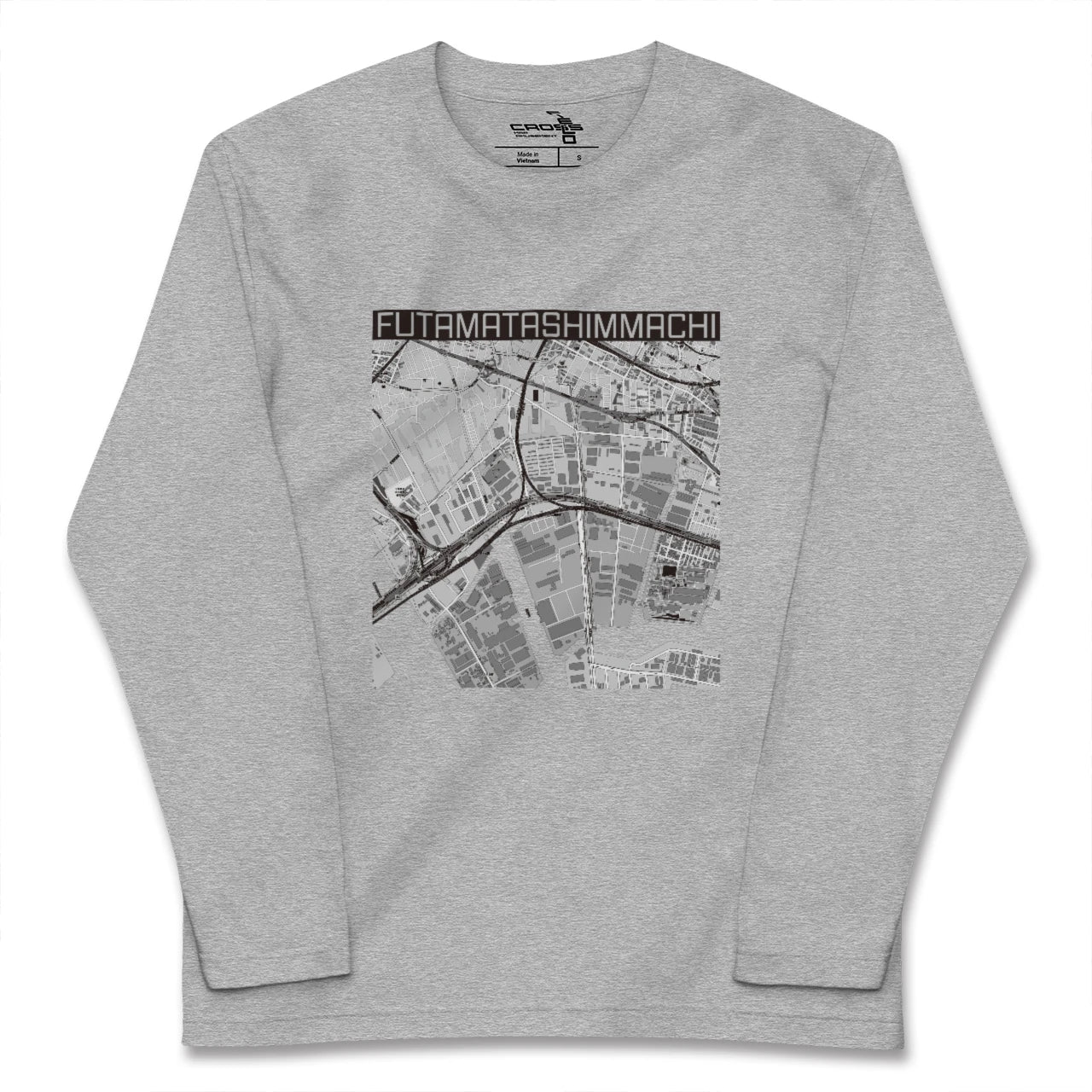 【二俣新町（千葉県）】地図柄ロングスリーブTシャツ