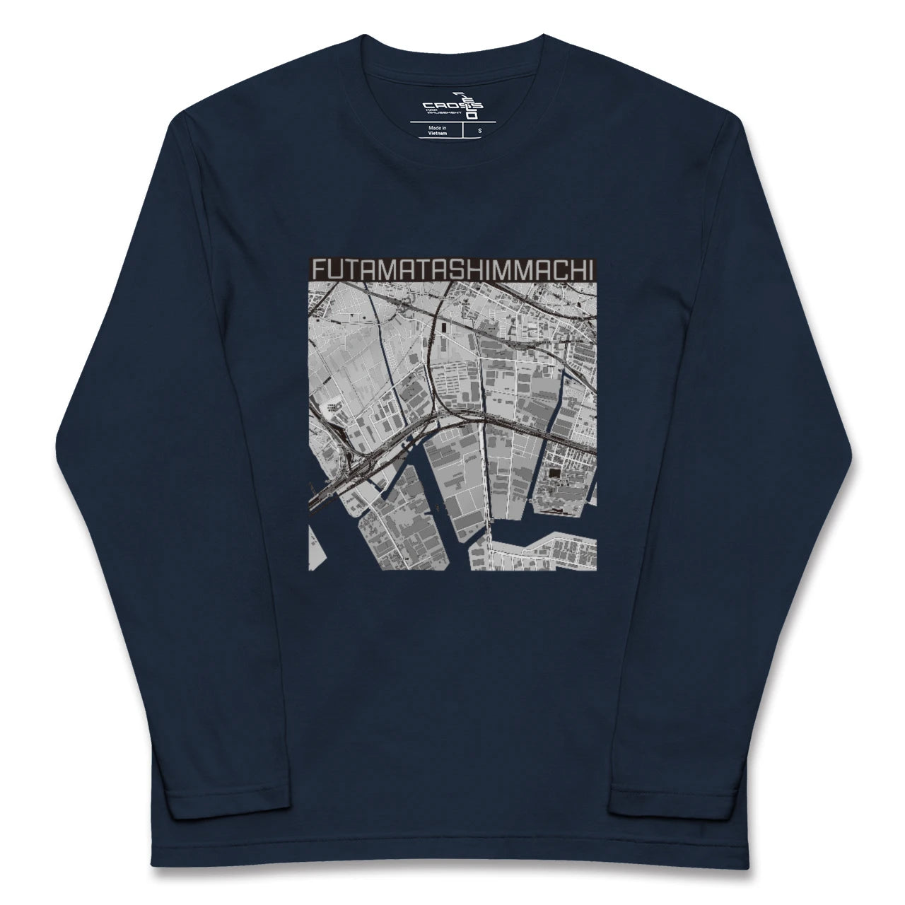 【二俣新町（千葉県）】地図柄ロングスリーブTシャツ