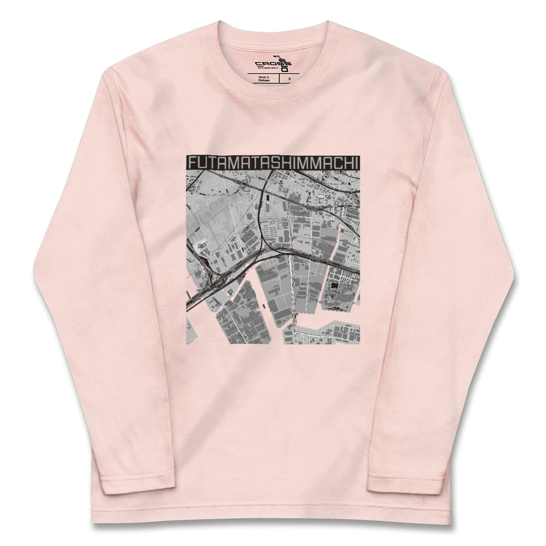 【二俣新町(千葉県)】地図柄ロングスリーブTシャツ