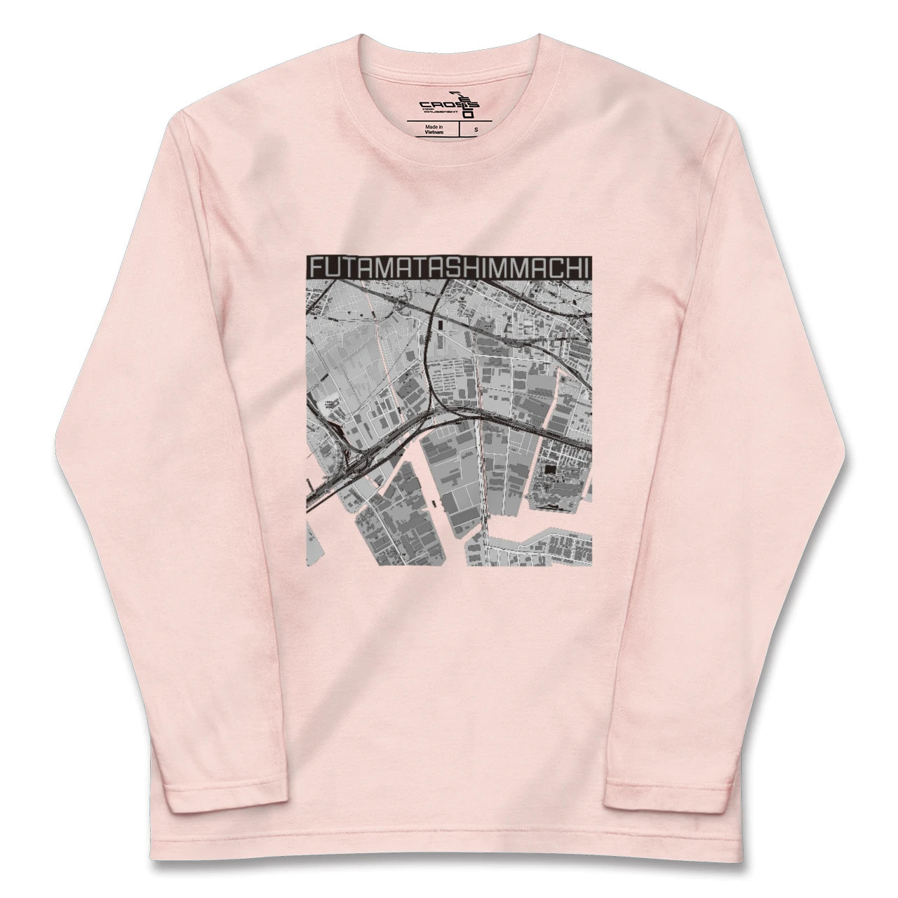 【二俣新町（千葉県）】地図柄ロングスリーブTシャツ