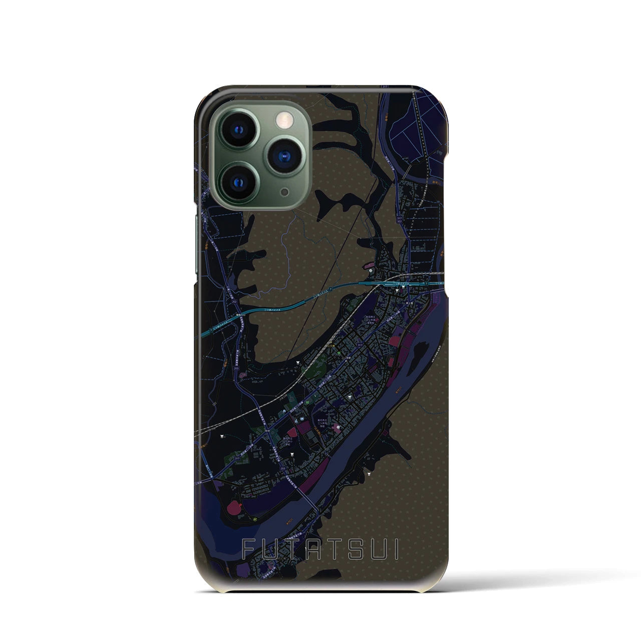 【二ツ井（秋田県）】地図柄iPhoneケース（バックカバータイプ）