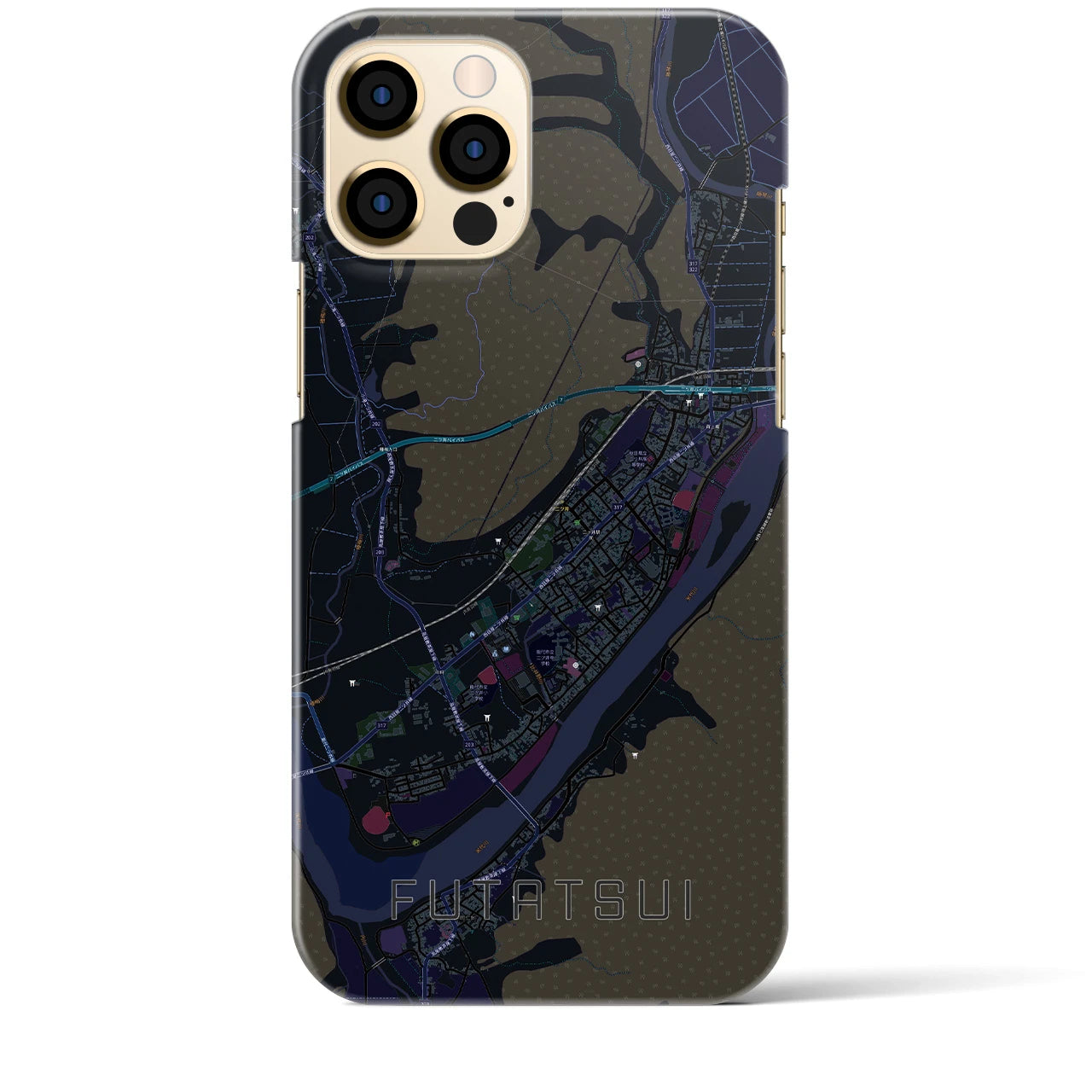 【二ツ井（秋田県）】地図柄iPhoneケース（バックカバータイプ）