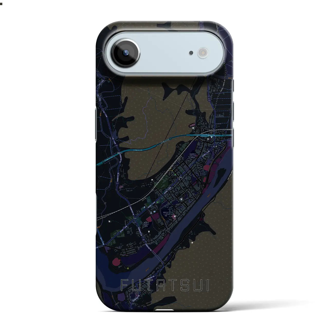 【二ツ井（秋田県）】地図柄iPhoneケース（バックカバータイプ）