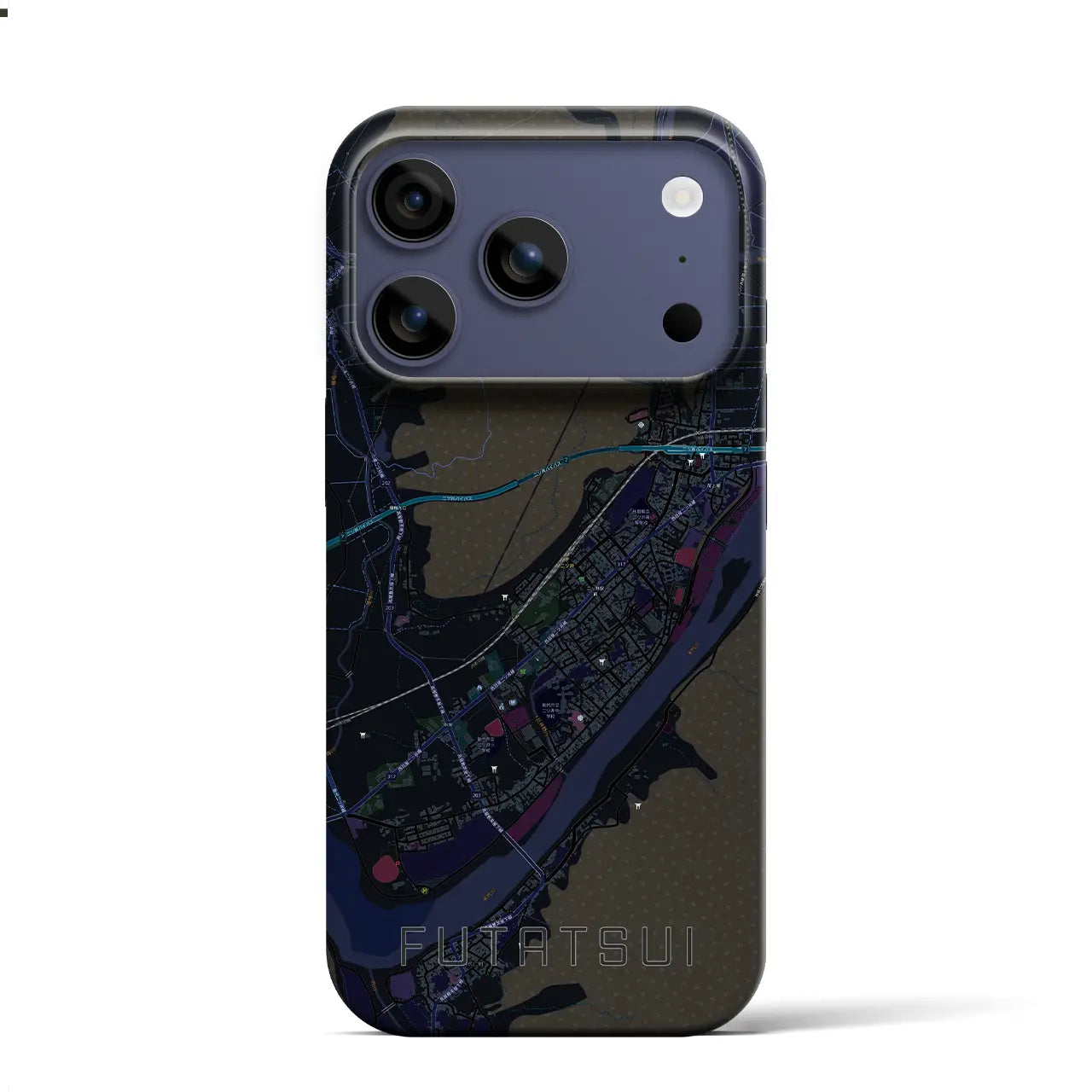 【二ツ井（秋田県）】地図柄iPhoneケース（バックカバータイプ）