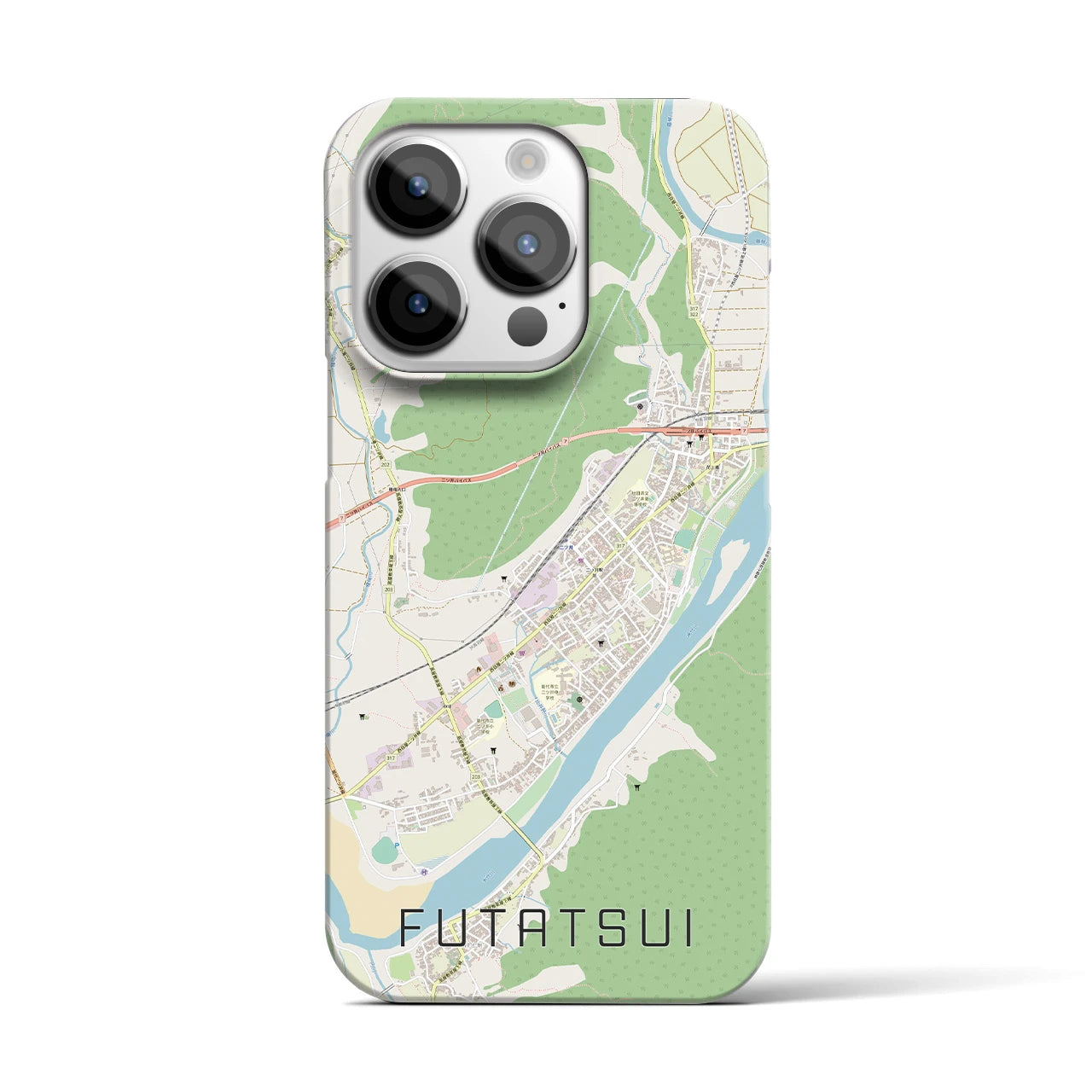 【二ツ井（秋田県）】地図柄iPhoneケース（バックカバータイプ）