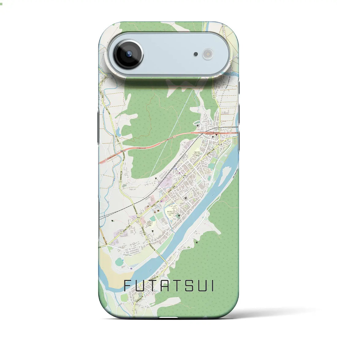 【二ツ井(秋田県)】地図柄iPhoneケース(バックカバータイプ)ブラック・iPhone 17 Pro Max 用