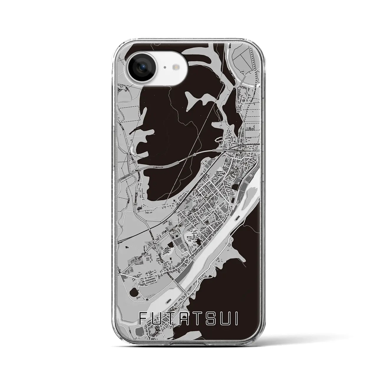 【二ツ井（秋田県）】地図柄iPhoneケース（クリアタイプ）