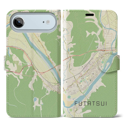 【二ツ井（秋田県）】地図柄iPhoneケース（手帳タイプ）