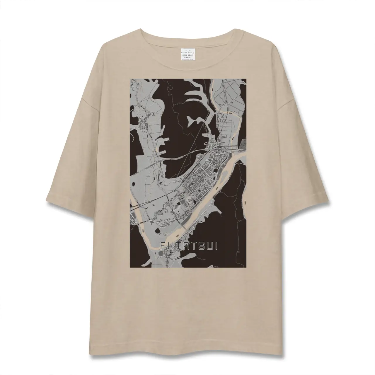 【二ツ井（秋田県）】地図柄ビッグシルエットTシャツ