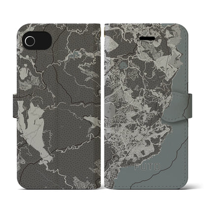 【富戸（静岡県）】地図柄iPhoneケース（手帳タイプ）モノトーン・iPhone SE（第3 / 第2世代） / 8 / 7 / 6s / 6 用
