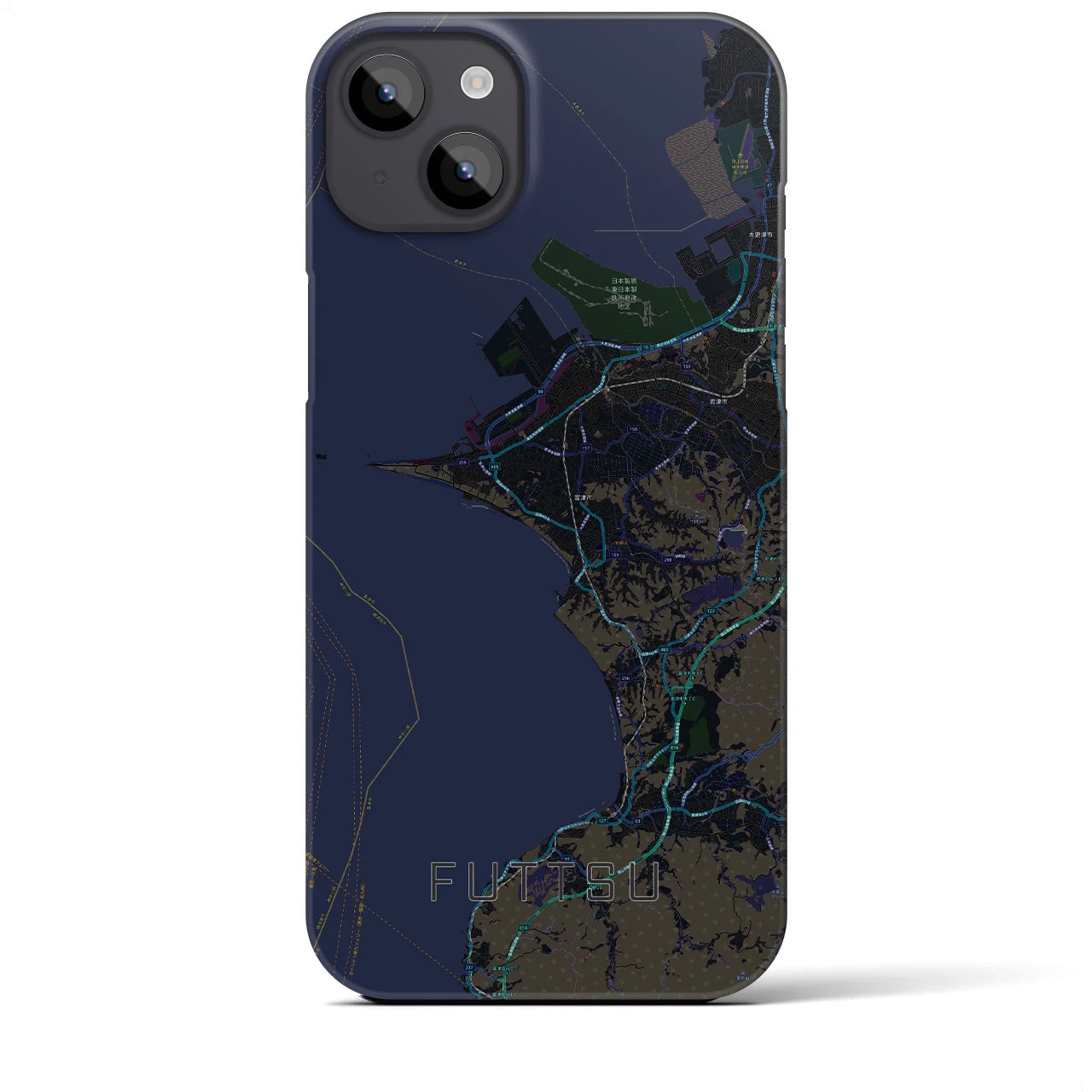 【富津（千葉県）】地図柄iPhoneケース（バックカバータイプ）