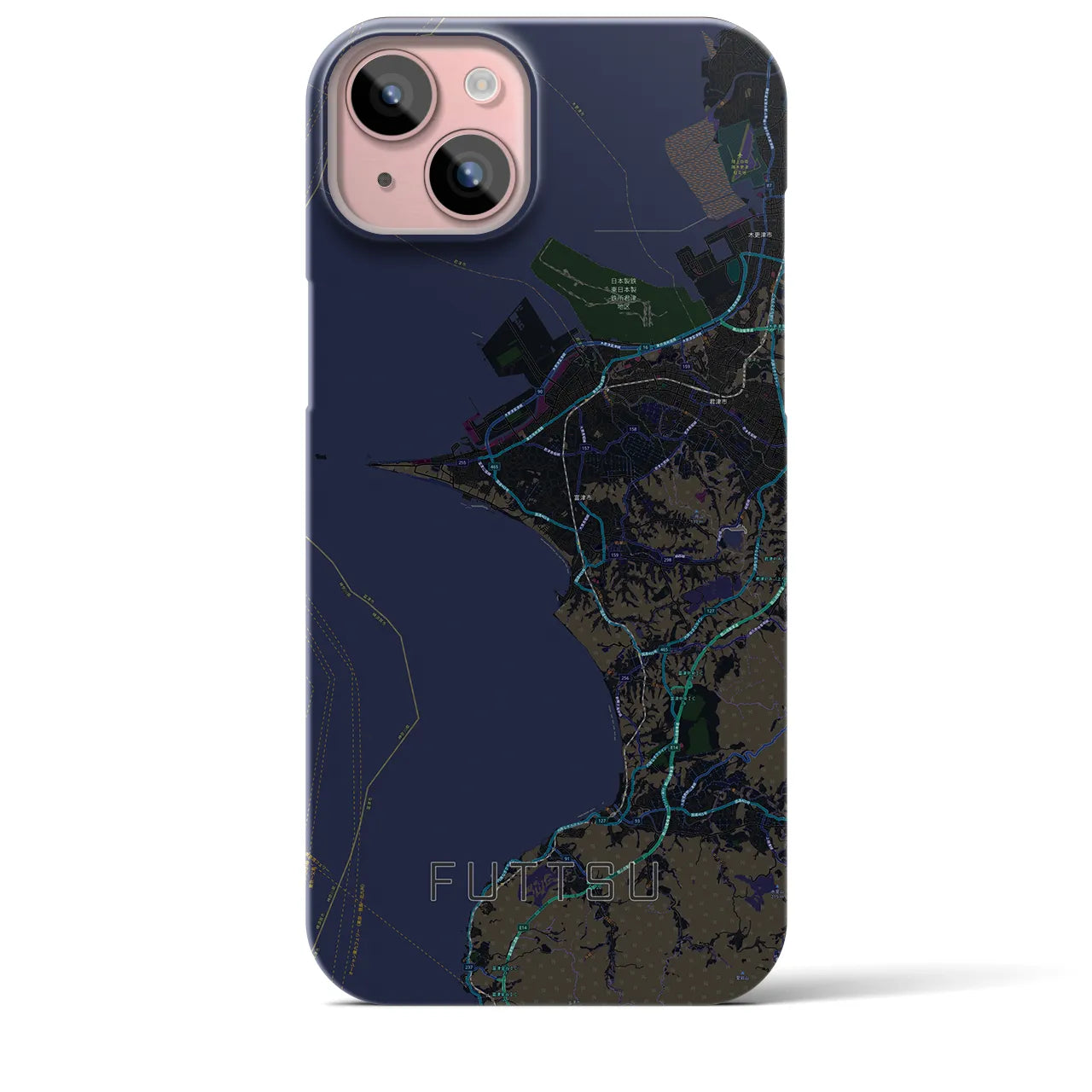 【富津（千葉県）】地図柄iPhoneケース（バックカバータイプ）