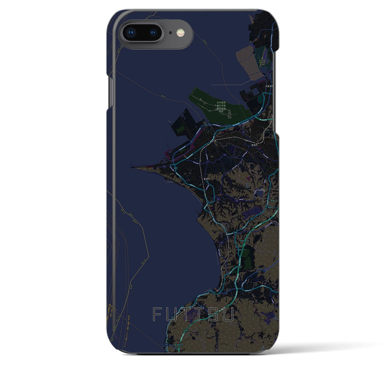 【富津（千葉県）】地図柄iPhoneケース（バックカバータイプ）