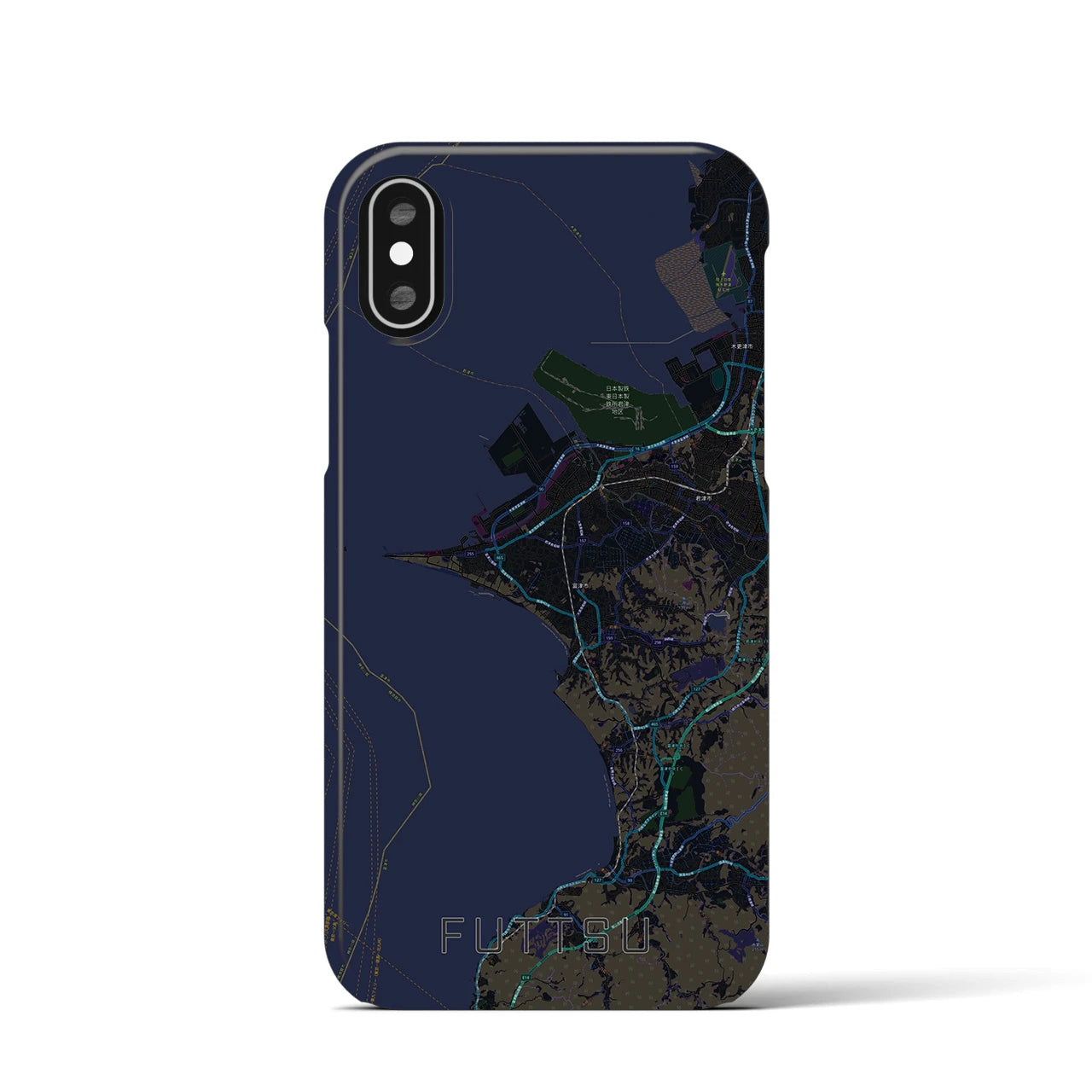 【富津（千葉県）】地図柄iPhoneケース（バックカバータイプ）