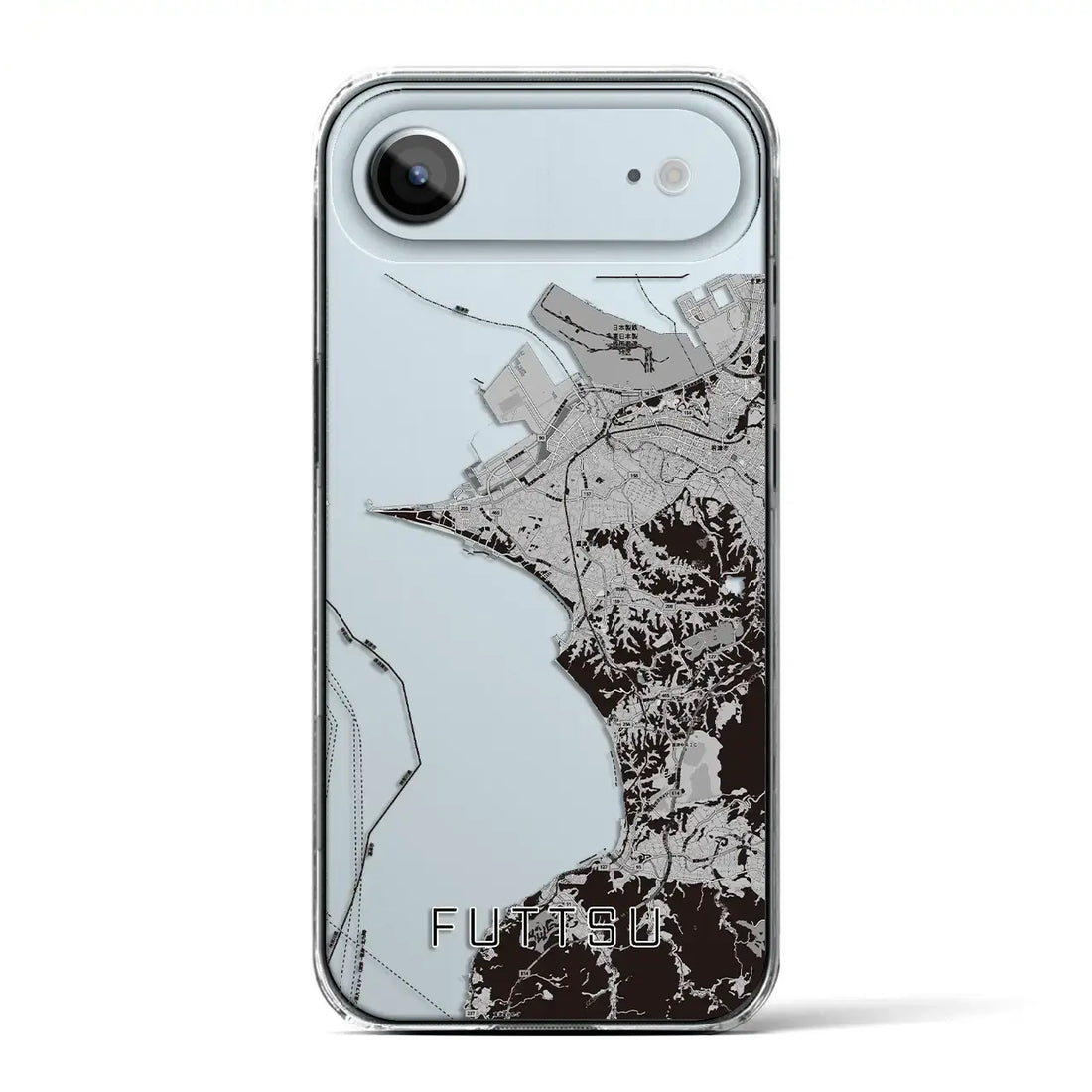 【富津(千葉県)】地図柄iPhoneケース(クリアタイプ)モノトーン・iPhone 17 Pro Max 用