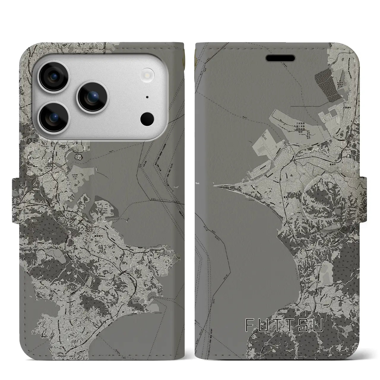 【富津（千葉県）】地図柄iPhoneケース（手帳タイプ）