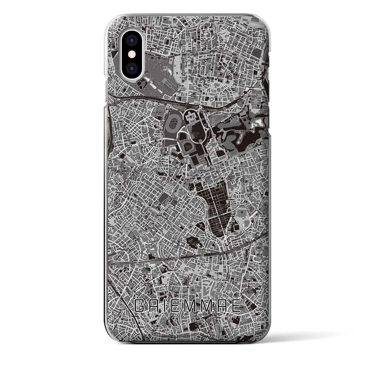 【外苑前（東京都）】地図柄iPhoneケース（クリアタイプ）モノトーン・iPhone XS Max 用