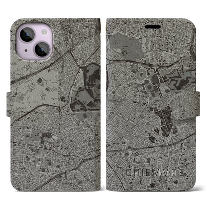 【外苑前（東京都）】地図柄iPhoneケース（手帳タイプ）モノトーン・iPhone 14 用