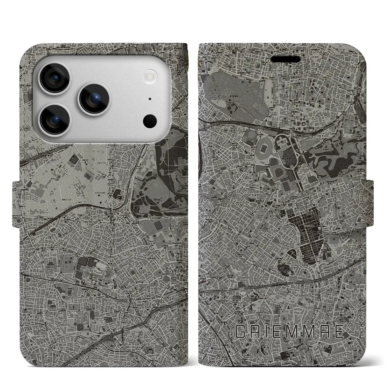 【外苑前（東京都）】地図柄iPhoneケース（手帳タイプ）