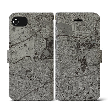 【外苑前（東京都）】地図柄iPhoneケース（手帳タイプ）モノトーン・iPhone SE（第3 / 第2世代） / 8 / 7 / 6s / 6 用