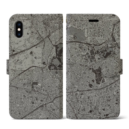 【外苑前（東京都）】地図柄iPhoneケース（手帳タイプ）モノトーン・iPhone XS / X 用