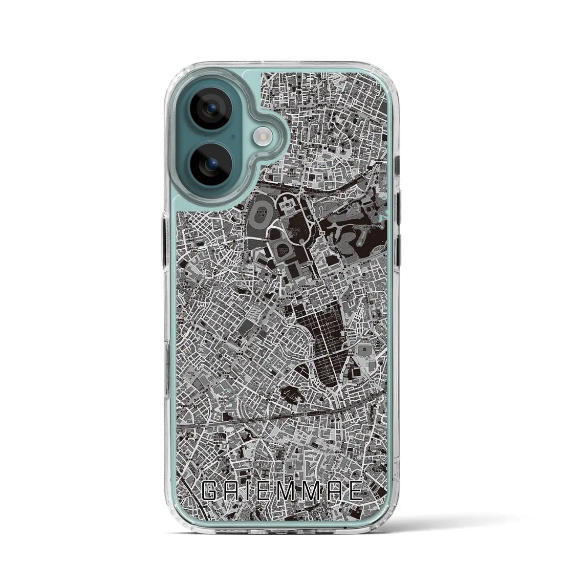 【外苑前(東京都)】地図柄iPhoneケース(MagSafeタイプ)モノトーン・iPhone 16 Pro 用