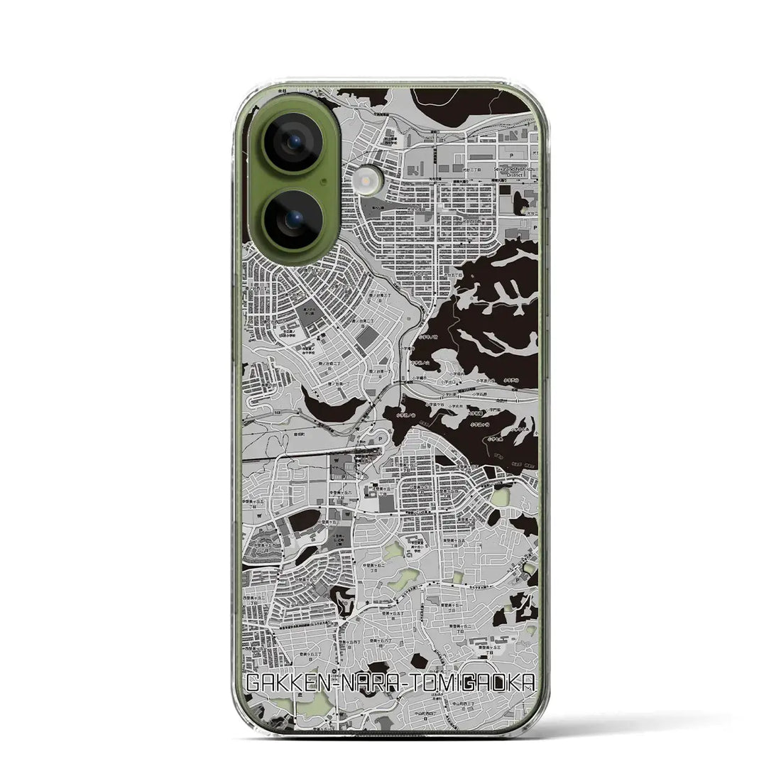 【学研奈良登美ヶ丘(奈良県)】地図柄iPhoneケース(クリアタイプ)モノトーン・iPhone 17 Pro Max 用