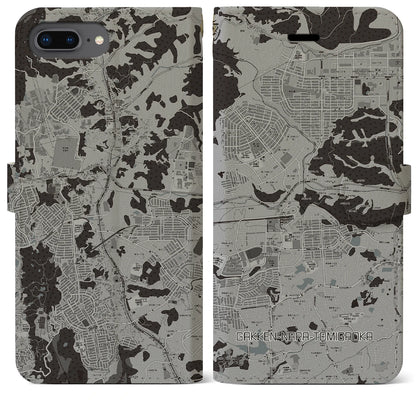 【学研奈良登美ヶ丘（奈良県）】地図柄iPhoneケース（手帳タイプ）モノトーン・iPhone 8Plus /7Plus / 6sPlus / 6Plus 用