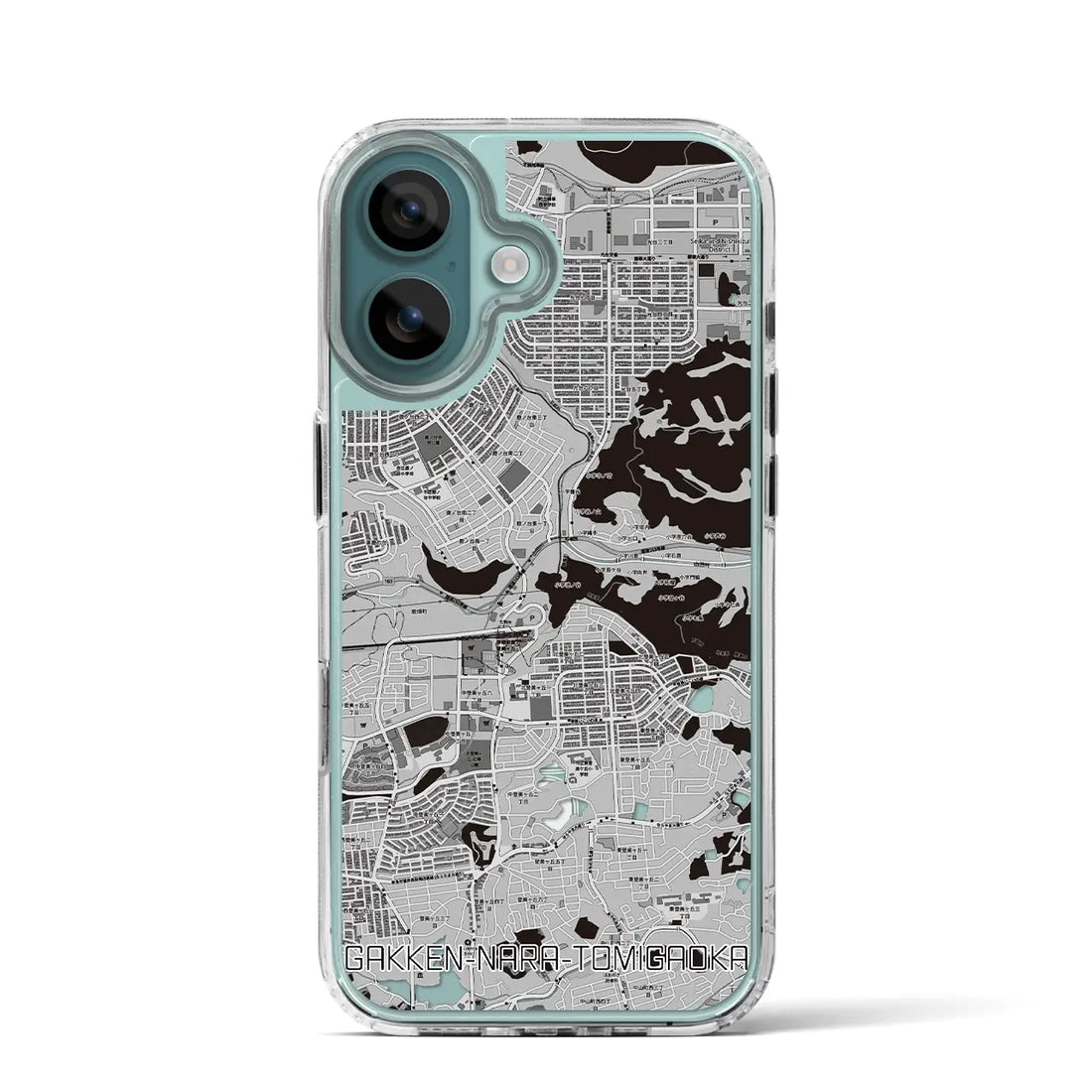 【学研奈良登美ヶ丘（奈良県）】地図柄iPhoneケース（MagSafeタイプ）モノトーン・iPhone 16 Pro 用