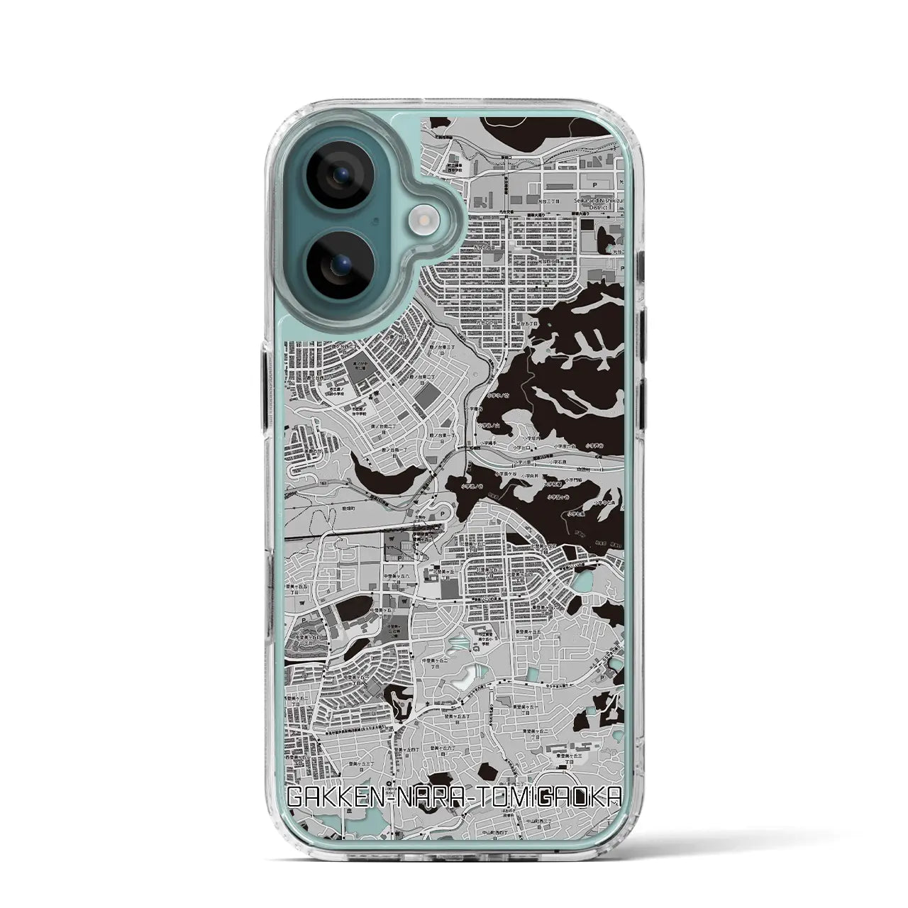 【学研奈良登美ヶ丘（奈良県）】地図柄iPhoneケース（MagSafeタイプ）モノトーン・iPhone 16 Pro 用