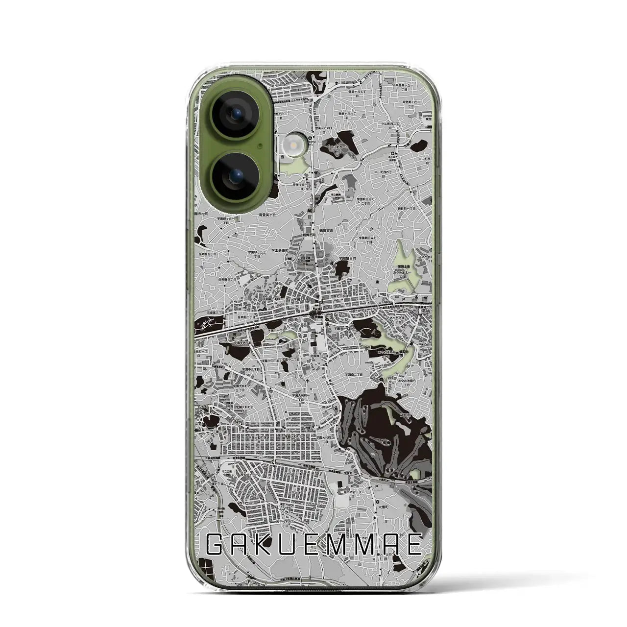 【学園前（奈良県）】地図柄iPhoneケース（クリアタイプ）モノトーン・iPhone 17 Pro Max 用