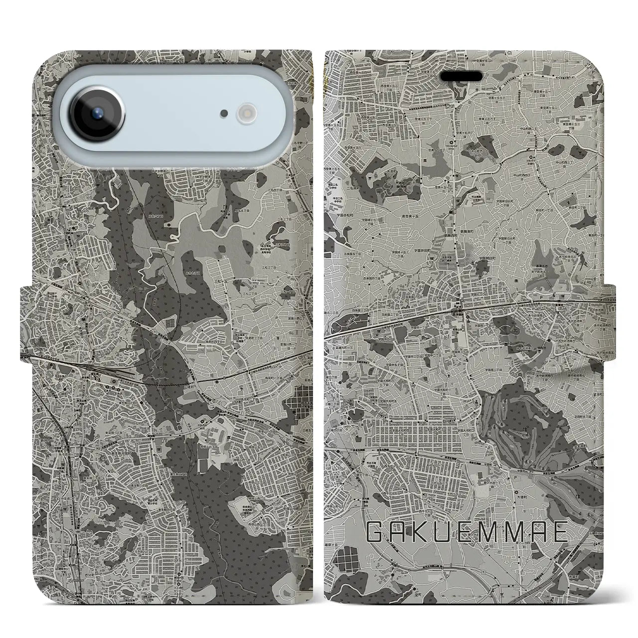 【学園前（奈良県）】地図柄iPhoneケース（手帳タイプ）