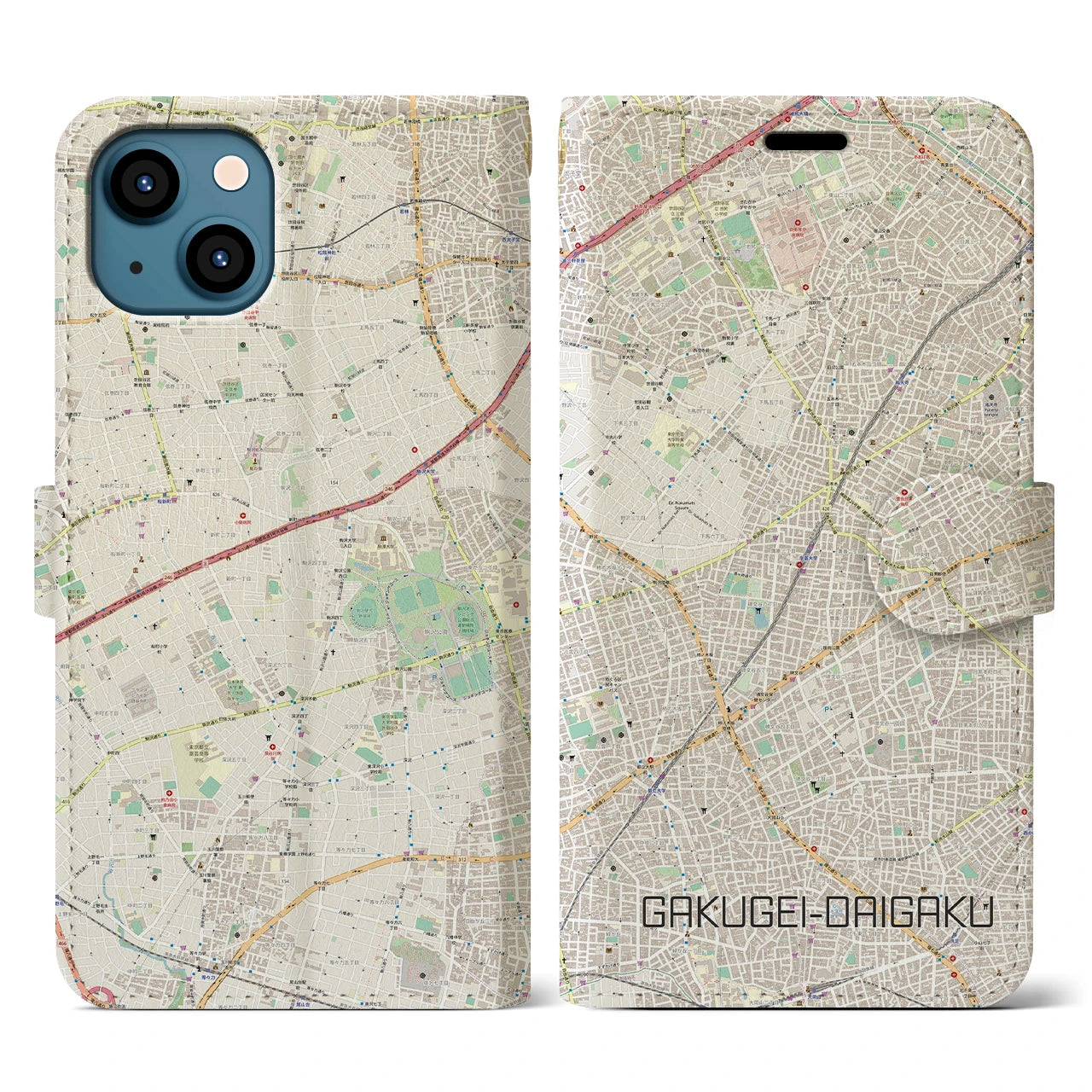【学芸大学（東京都）】地図柄iPhoneケース（手帳タイプ）