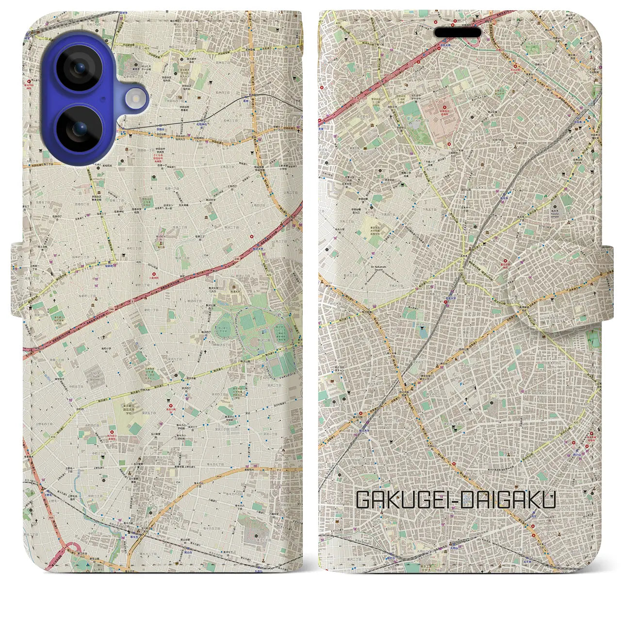 【学芸大学（東京都）】地図柄iPhoneケース（手帳タイプ）