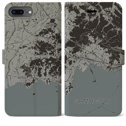 【蒲郡（愛知県）】地図柄iPhoneケース（手帳タイプ）モノトーン・iPhone 8Plus /7Plus / 6sPlus / 6Plus 用