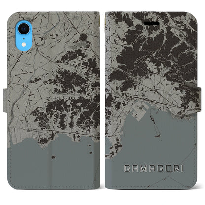 【蒲郡（愛知県）】地図柄iPhoneケース（手帳タイプ）モノトーン・iPhone XR 用