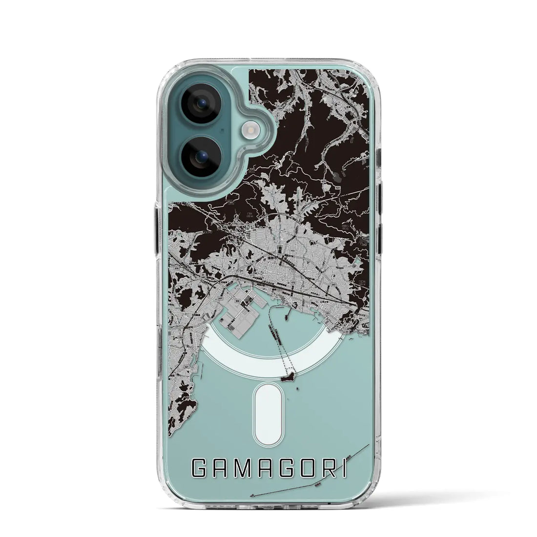 【蒲郡(愛知県)】地図柄iPhoneケース(MagSafeタイプ)モノトーン・iPhone 16 Pro 用