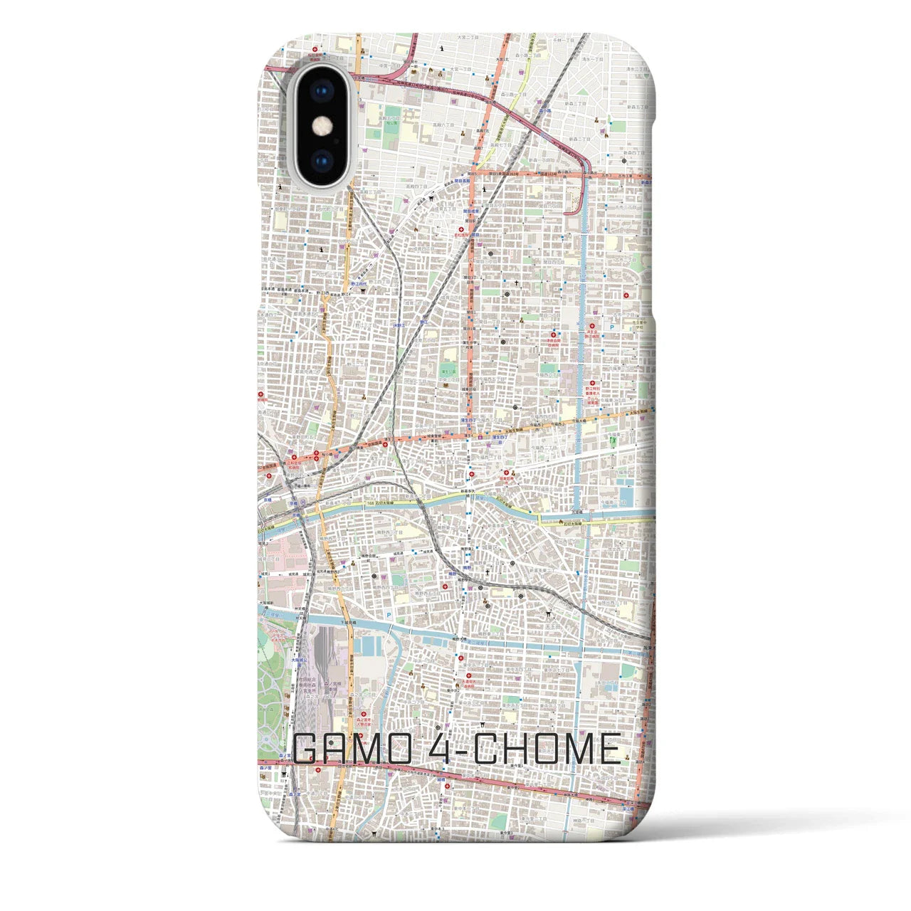 【蒲生四丁目（大阪府）】地図柄iPhoneケース（バックカバータイプ）