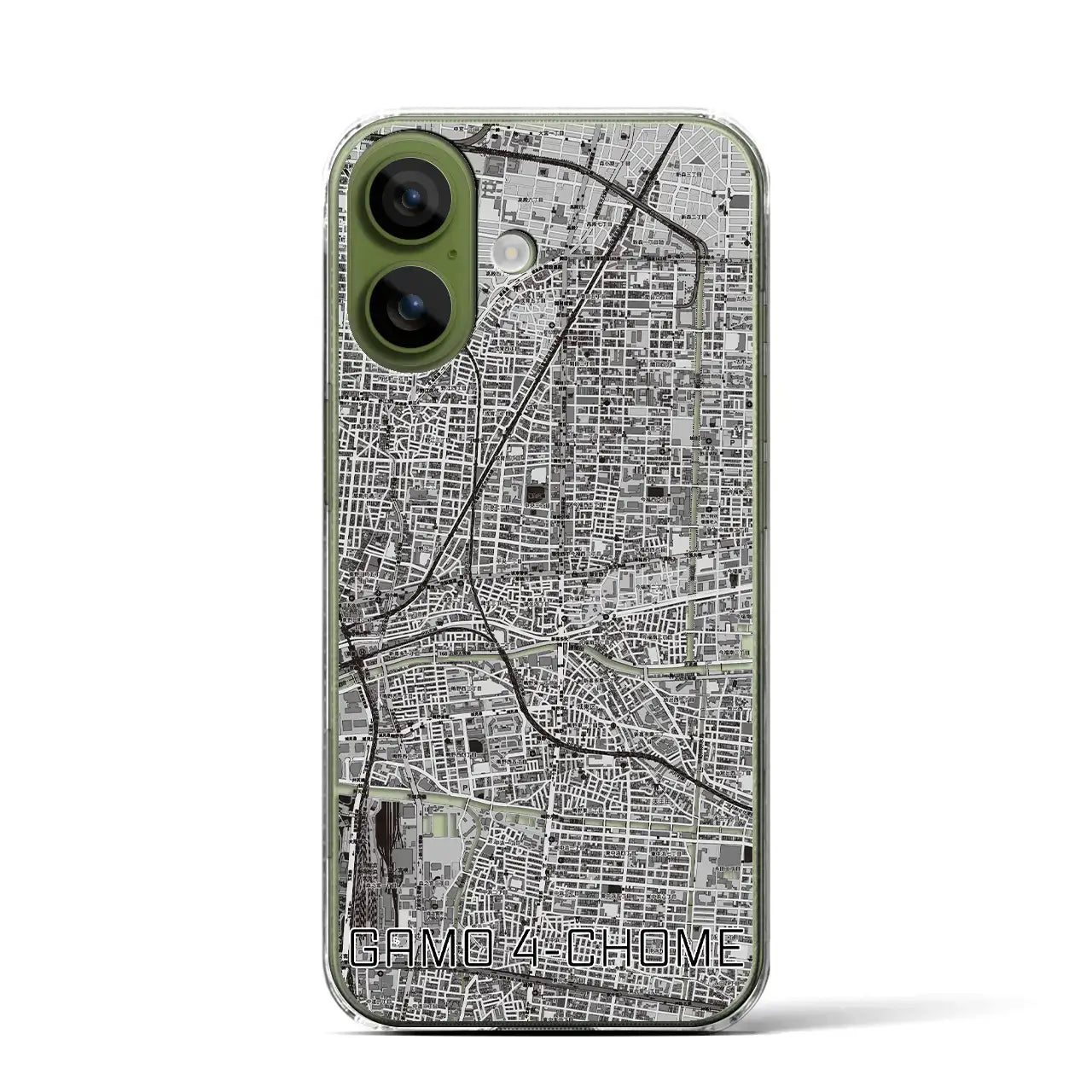 【蒲生四丁目（大阪府）】地図柄iPhoneケース（クリアタイプ）