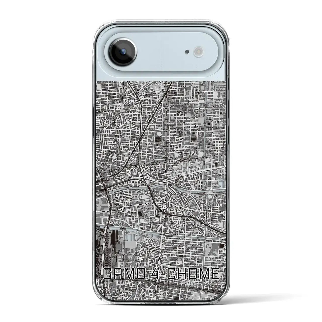 【蒲生四丁目(大阪府)】地図柄iPhoneケース(クリアタイプ)モノトーン・iPhone 17 Pro Max 用