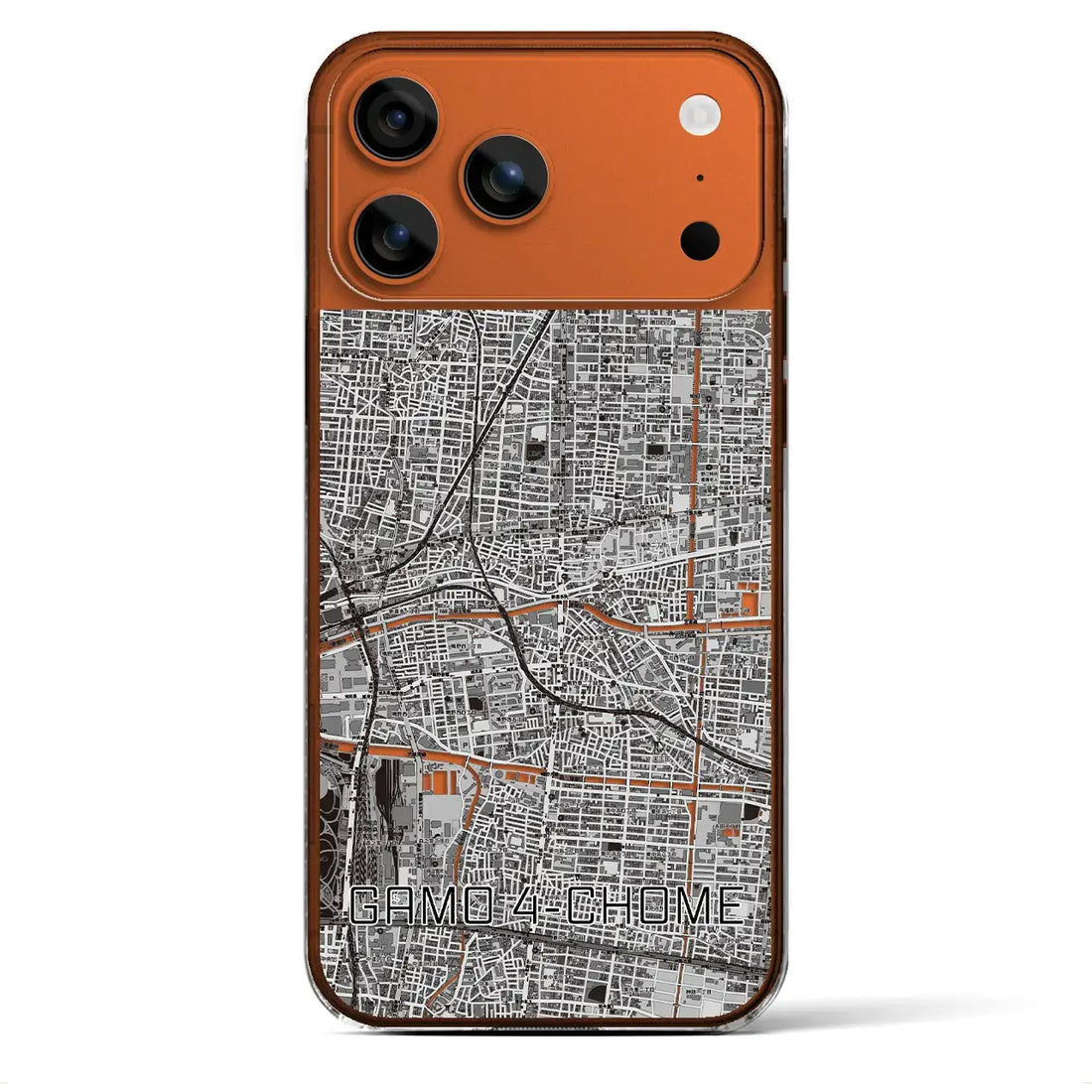 【蒲生四丁目(大阪府)】地図柄iPhoneケース(クリアタイプ)モノトーン・iPhone 17 Pro Max 用