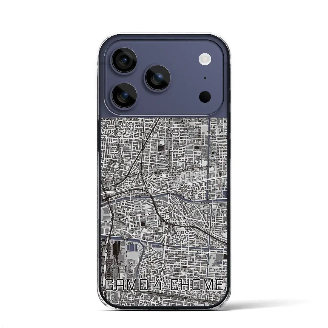 【蒲生四丁目（大阪府）】地図柄iPhoneケース（クリアタイプ）