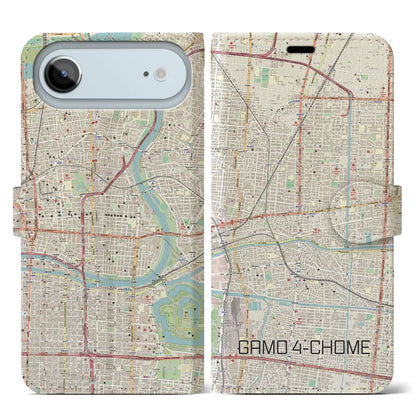 【蒲生四丁目（大阪府）】地図柄iPhoneケース（手帳タイプ）