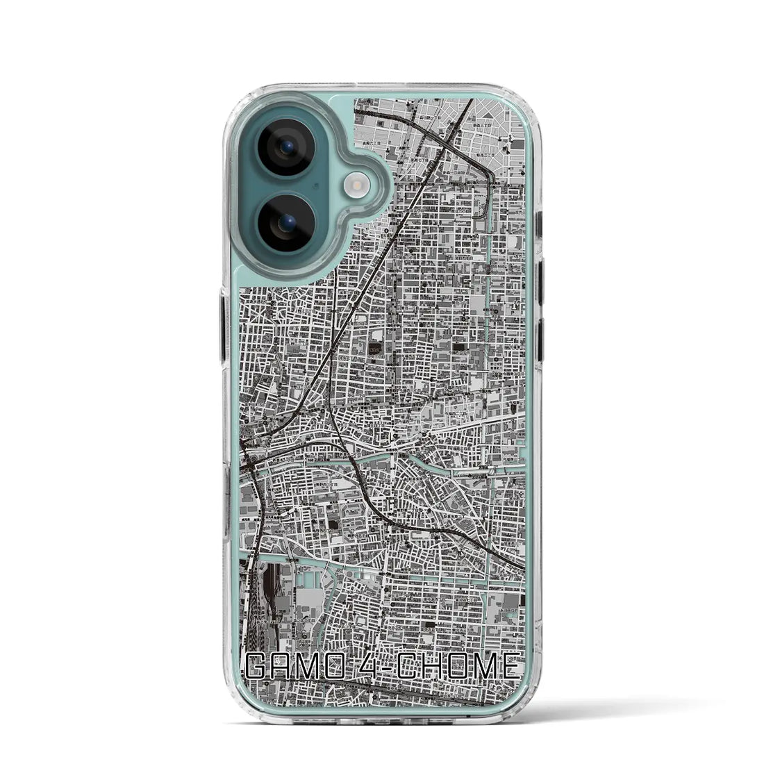 【蒲生四丁目（大阪府）】地図柄iPhoneケース（MagSafeタイプ）モノトーン・iPhone 16 Pro 用