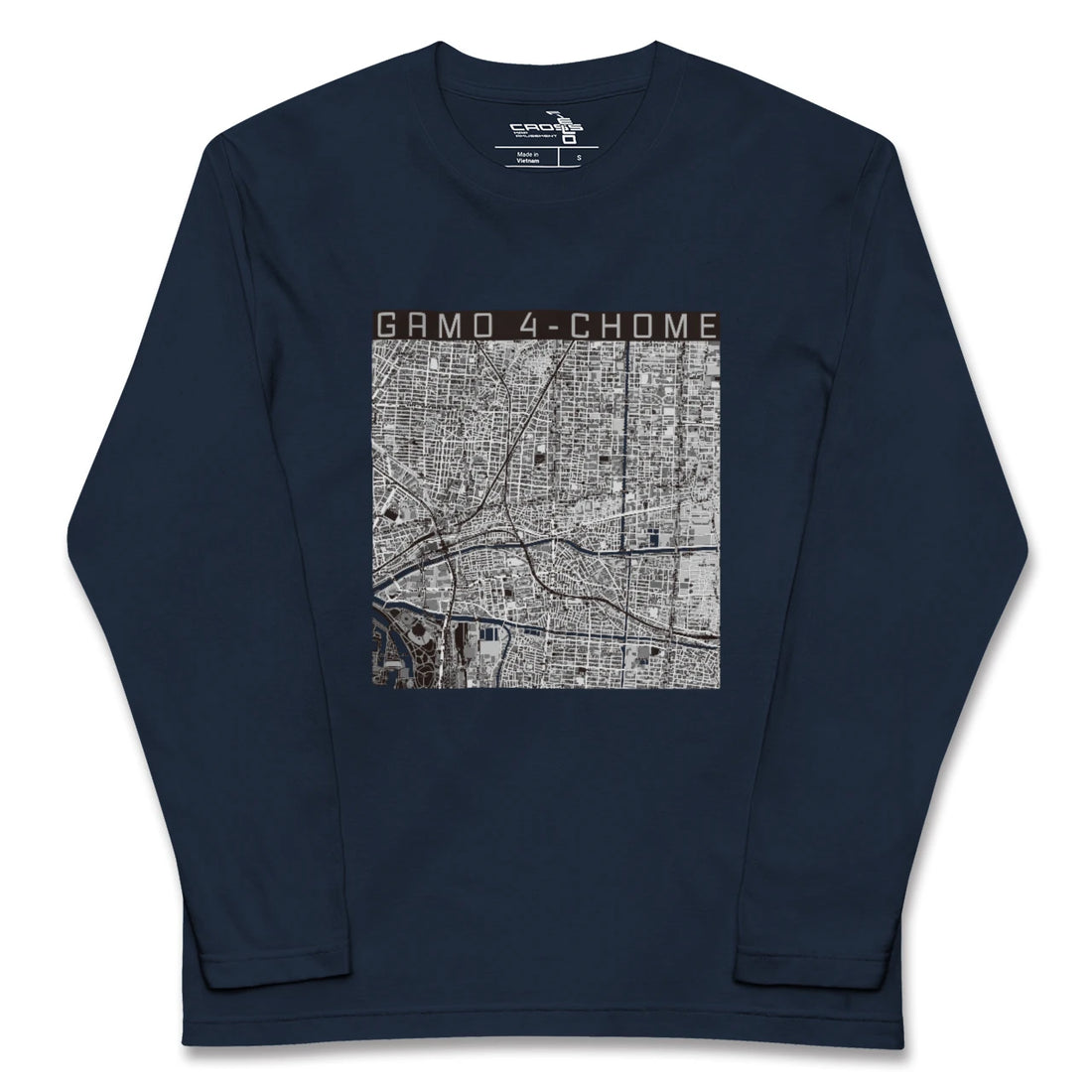 【蒲生四丁目（大阪府）】地図柄ロングスリーブTシャツ