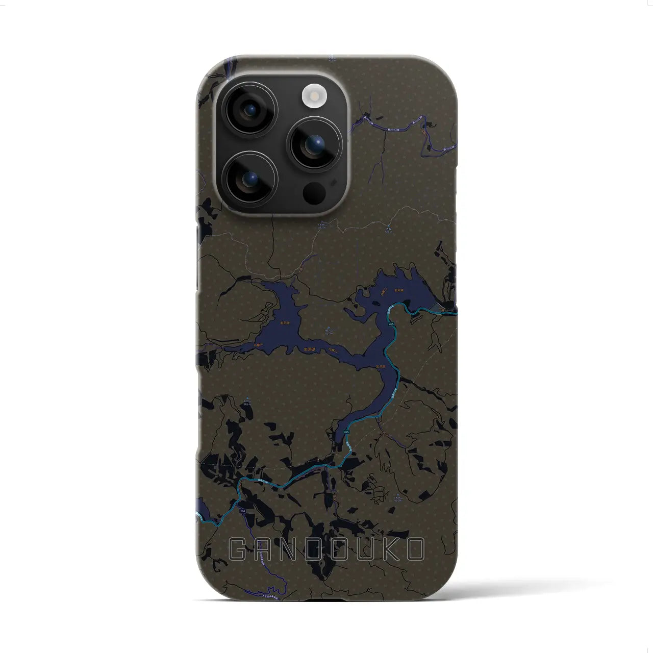 【岩洞湖（岩手県）】地図柄iPhoneケース（バックカバータイプ）